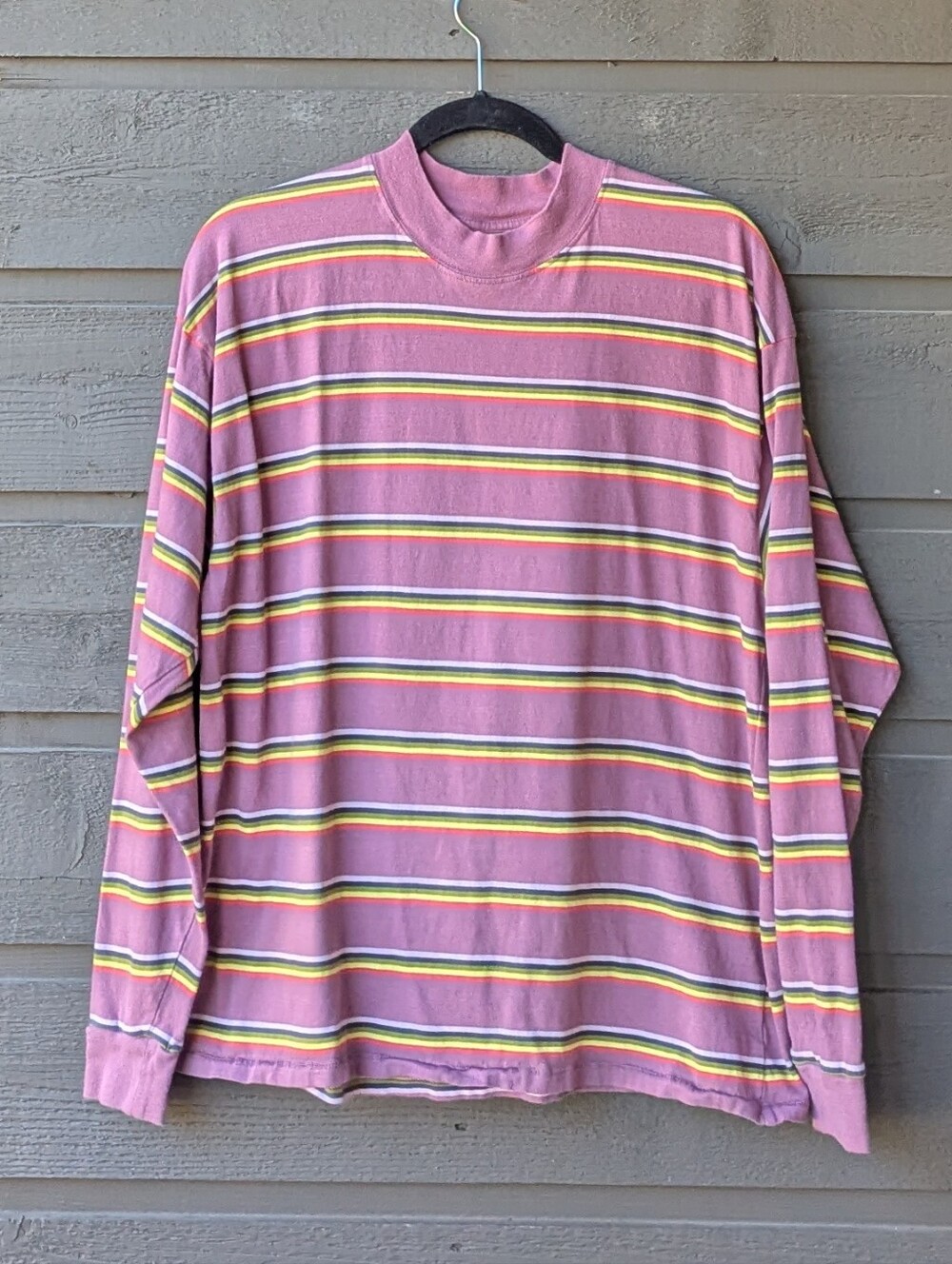 Urban Outfitters Mauve Purple Striped Long Sleeve Tee 100% Cotton Medium